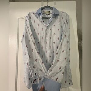 Gucci KingSnake Light Blue & White Striped Shirt